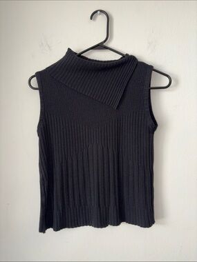 Joe Boxer Black Ribbed Sleeveless Mock Neck Tank